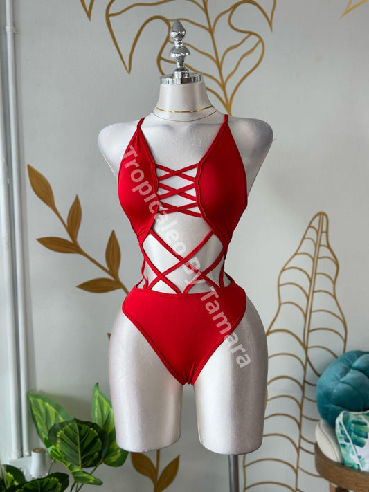 CrimsonWave Swimwear One-Piece