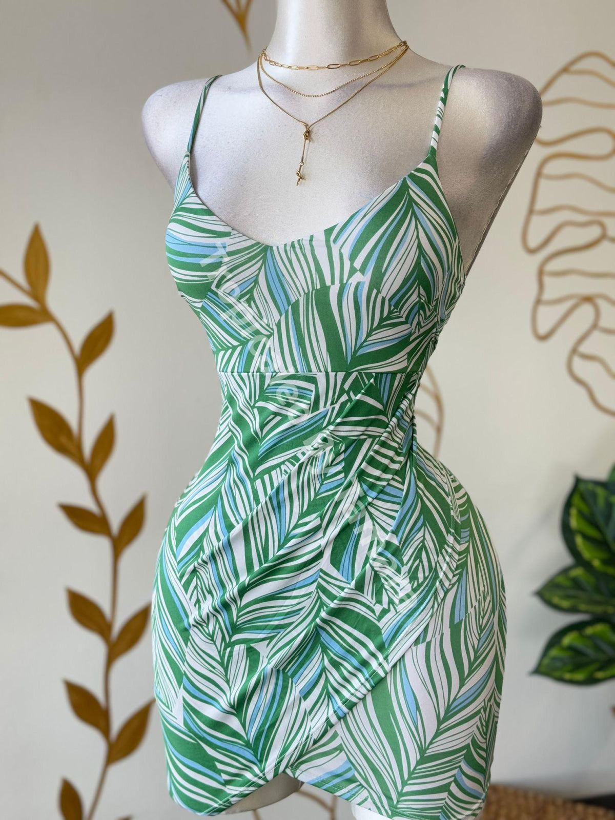 Leaf Print Mini Dress