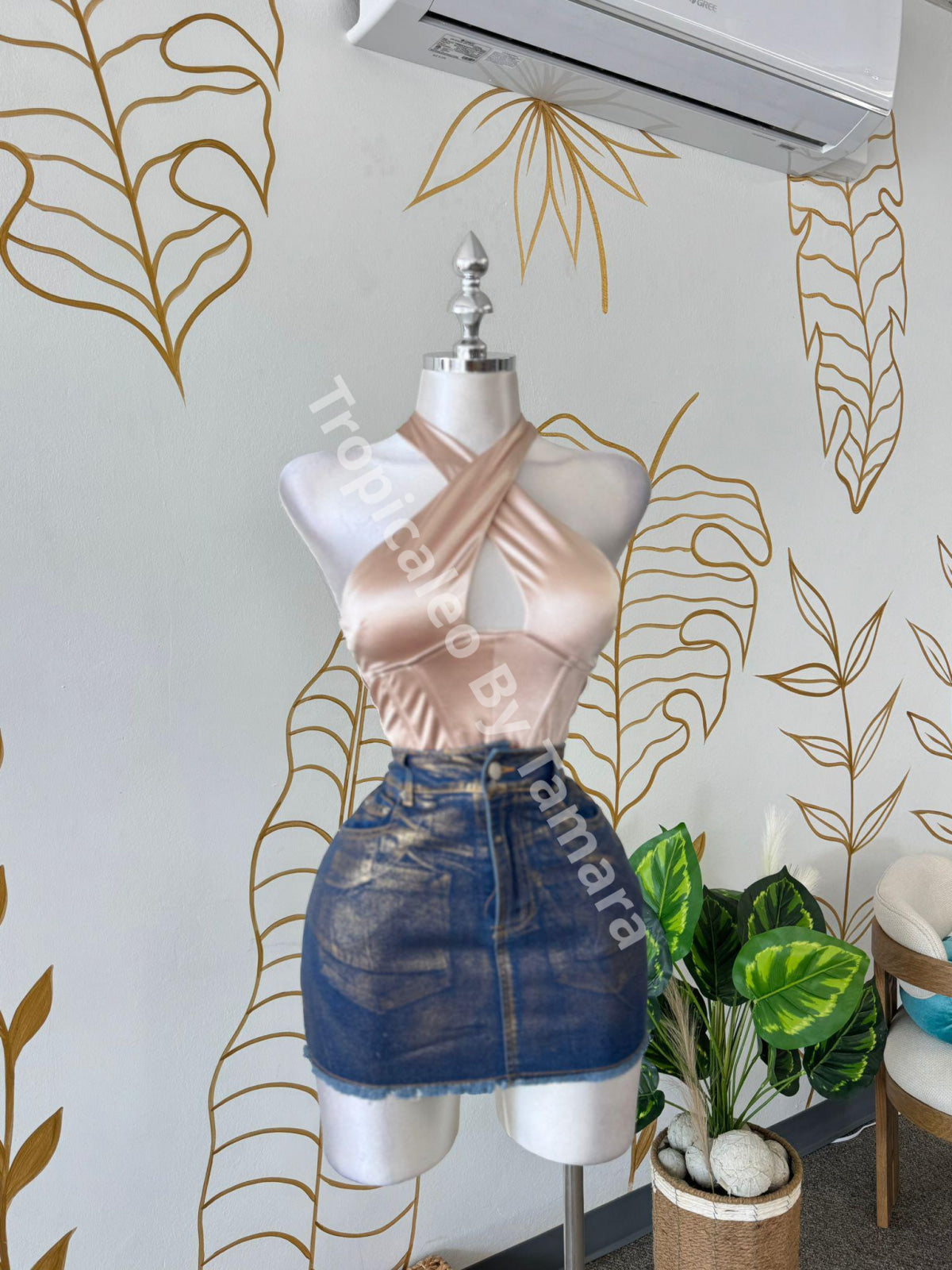 Golden Denim Skirt (Falda)