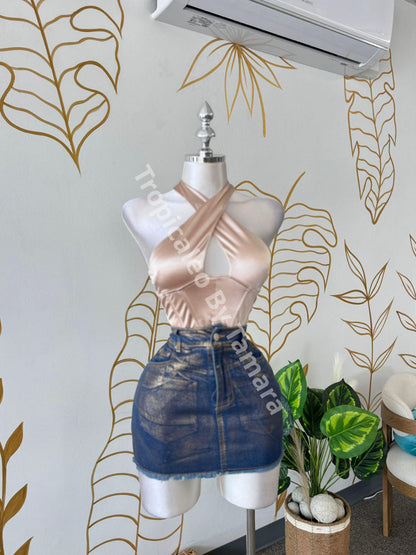 Golden Denim Skirt (Falda)