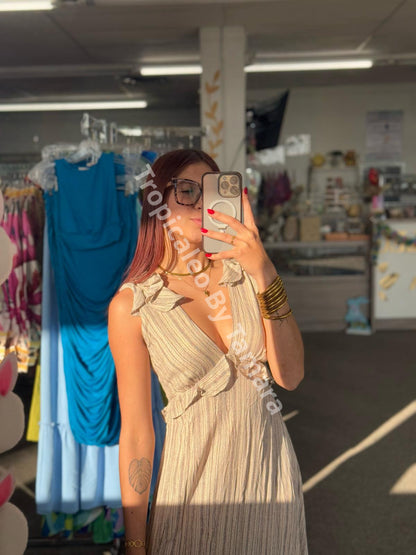 Boho Print Halter Open Back Dress