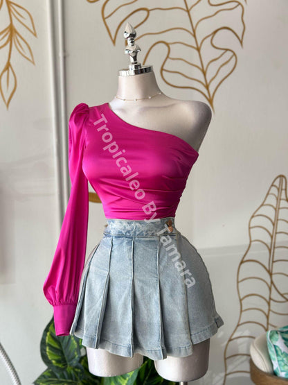 Pink Glam One Shoulder Top