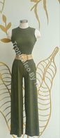 Textured Sleeveless Wide-Leg (2 Piezas) Verde Hunter / Medium