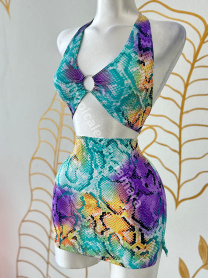 Tropical Snake Print Two-Piece Set