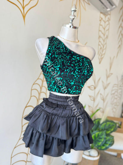 Emerald Sparkle Crop Top