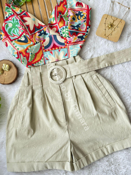 Linen Belted Shorts