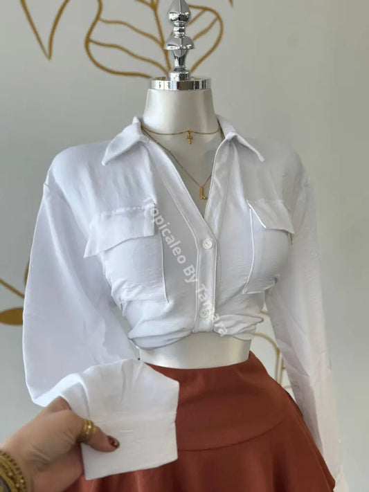 Elegant White Button-Down Blouse