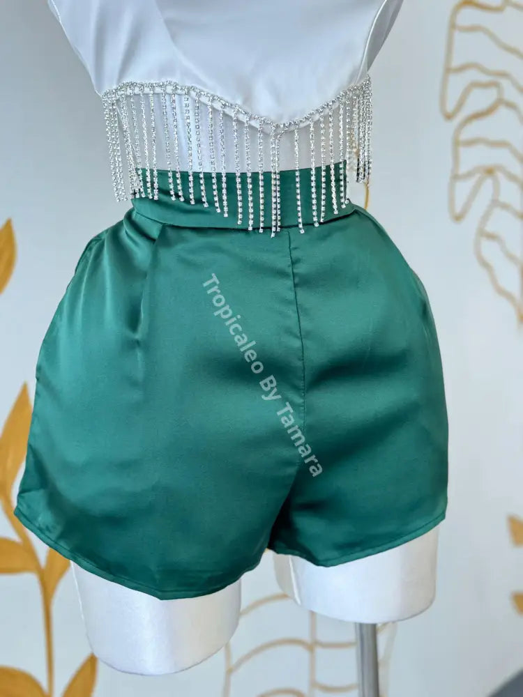 Emerald Green Satin Shorts