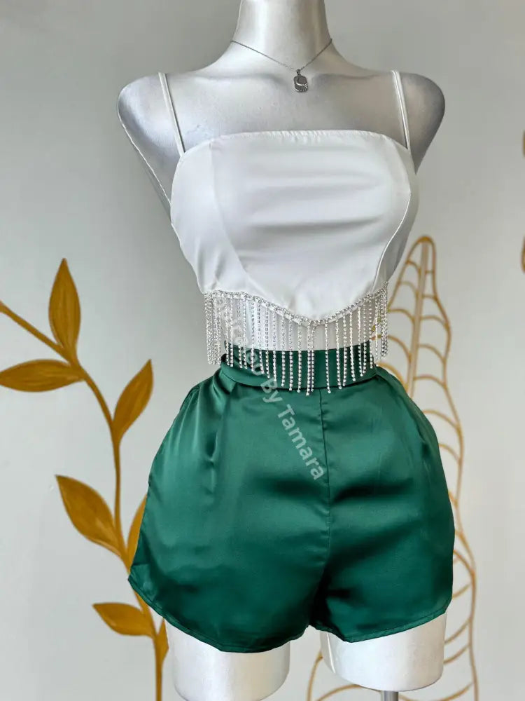 Emerald Green Satin Shorts