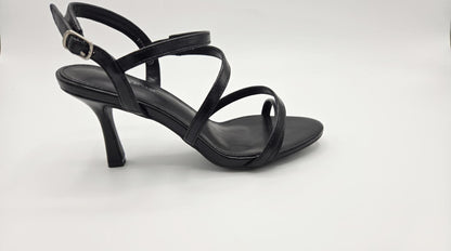 Sandalias Negras Taco de 2.25" con Tiras Cruzadas