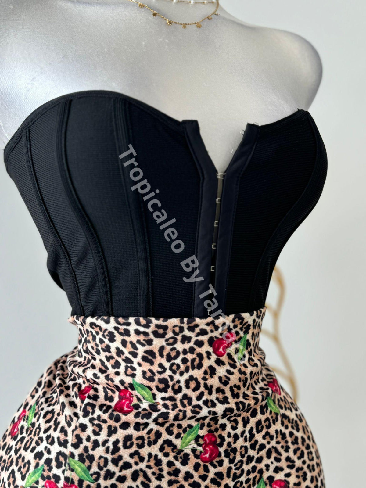 Leopard And Cherry Print Falda-Pantalon