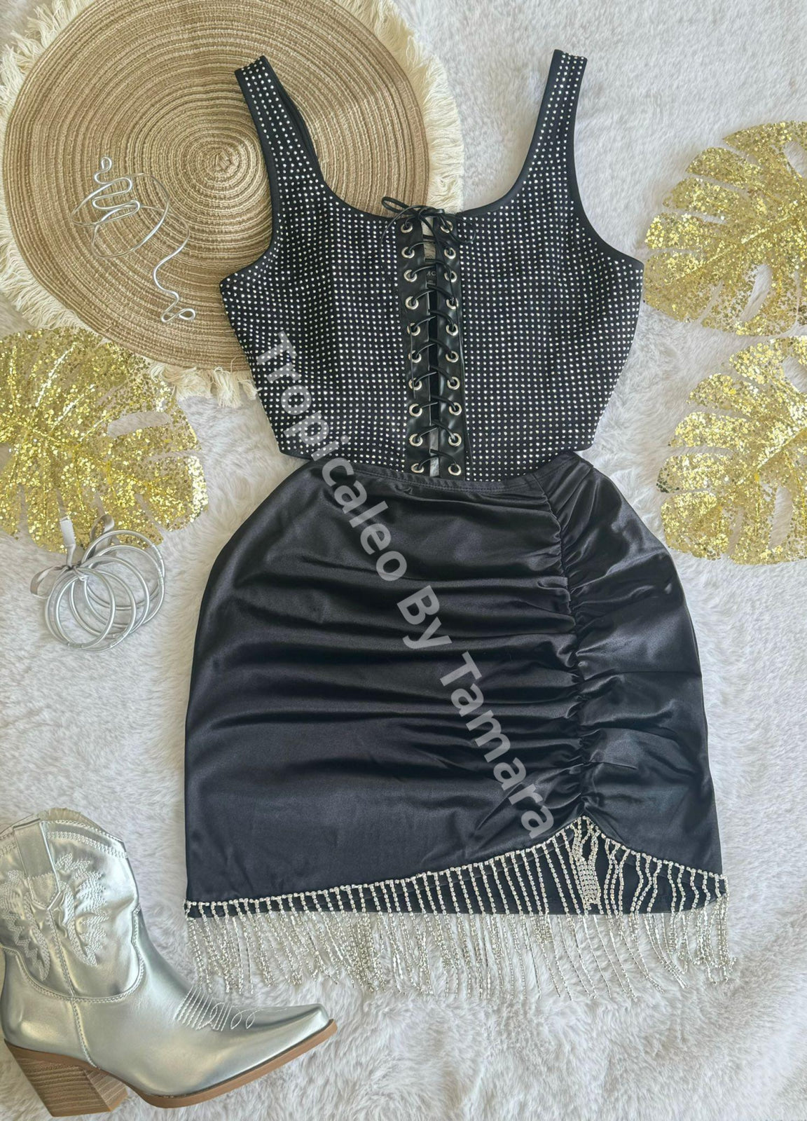 Satin Fringe Skirt (Falda)