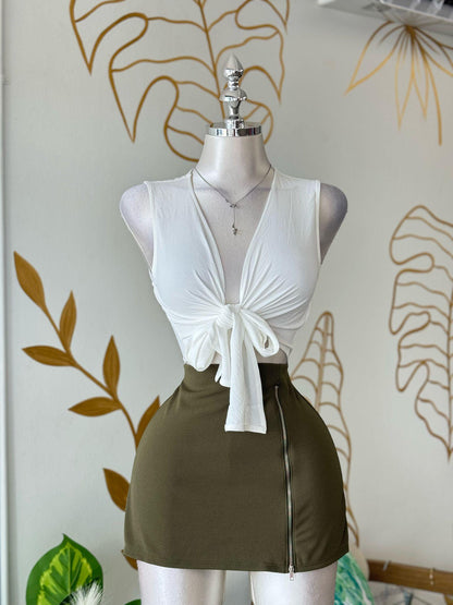 Olive Zip-Up Skort