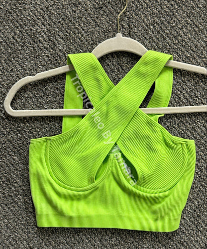 One-Shoulder Crop Top Onesize Verde Lima /