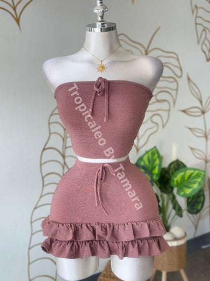 Bright Pink Top & Skirt Set