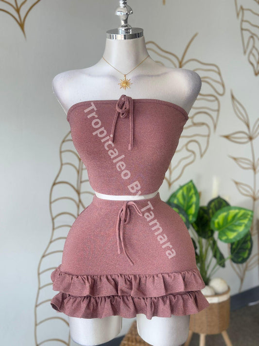 Bright Pink Top & Skirt Set