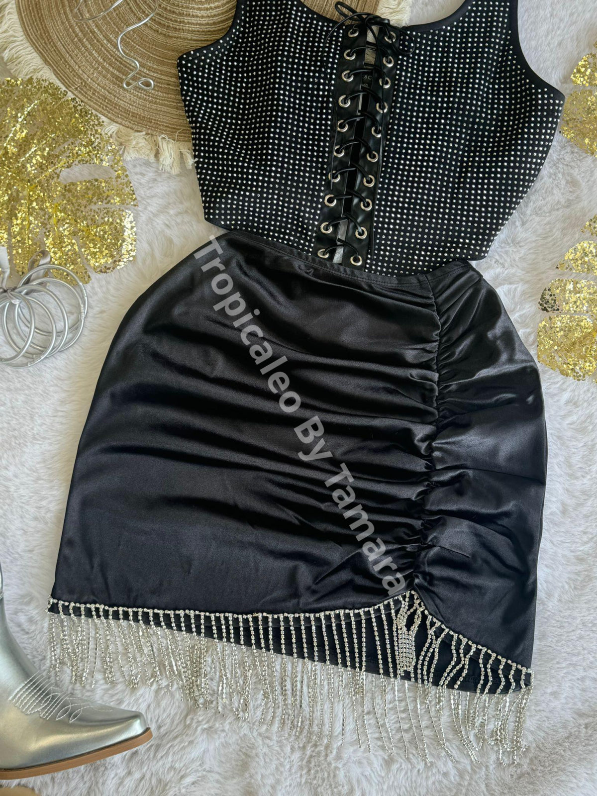 Satin Fringe Skirt (Falda)
