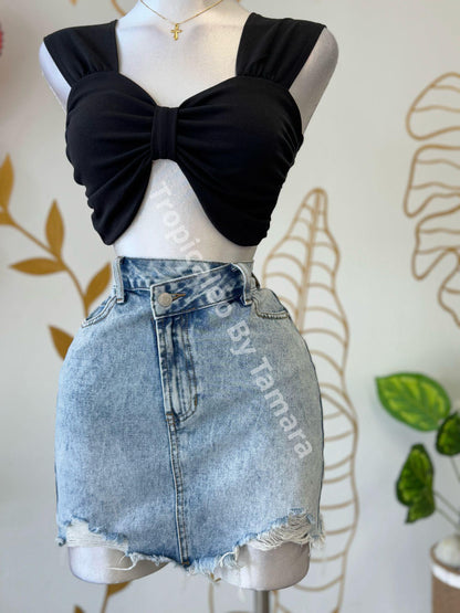 Ice Blue Denim Skirt