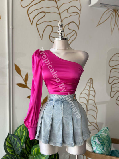 Pink Glam One Shoulder Top
