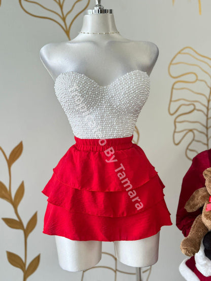 Red Ruffled Skort