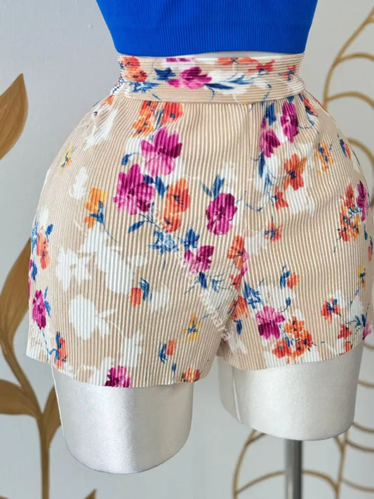 Floral Print A-Line Pleated Shorts