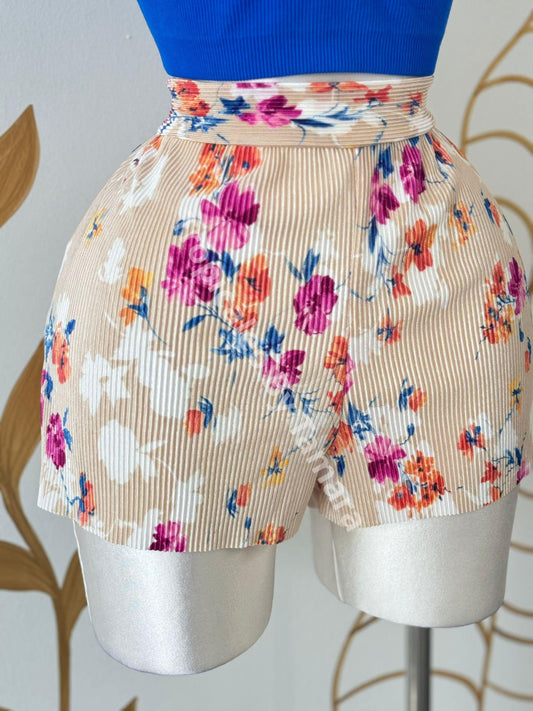 Floral Print A-Line Pleated Shorts