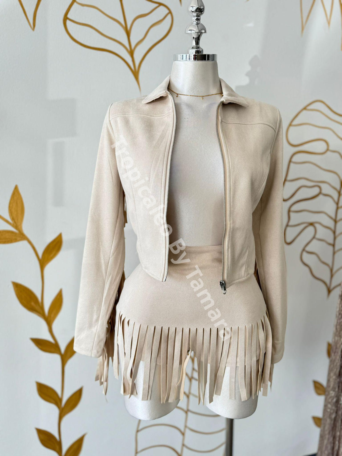 Fringed Suede Set