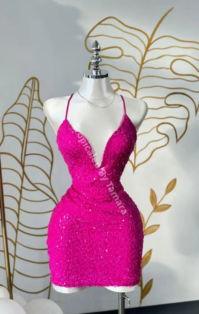 Fuchsia Sparkle Mini Dress