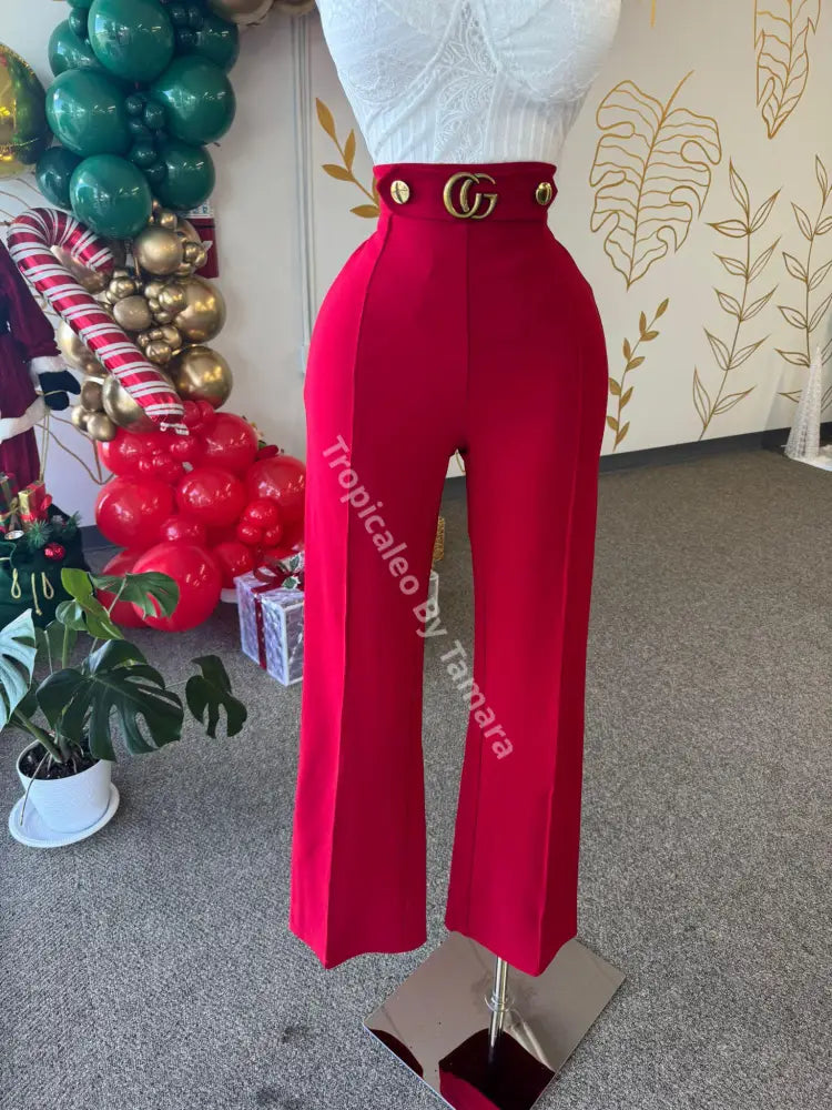 Gg Red High Waisted Pant