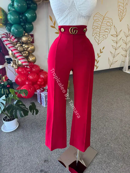 Gg Red High Waisted Pant Medium