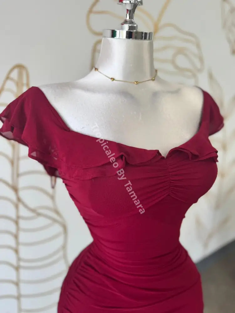 Glam Wine Solid Dress