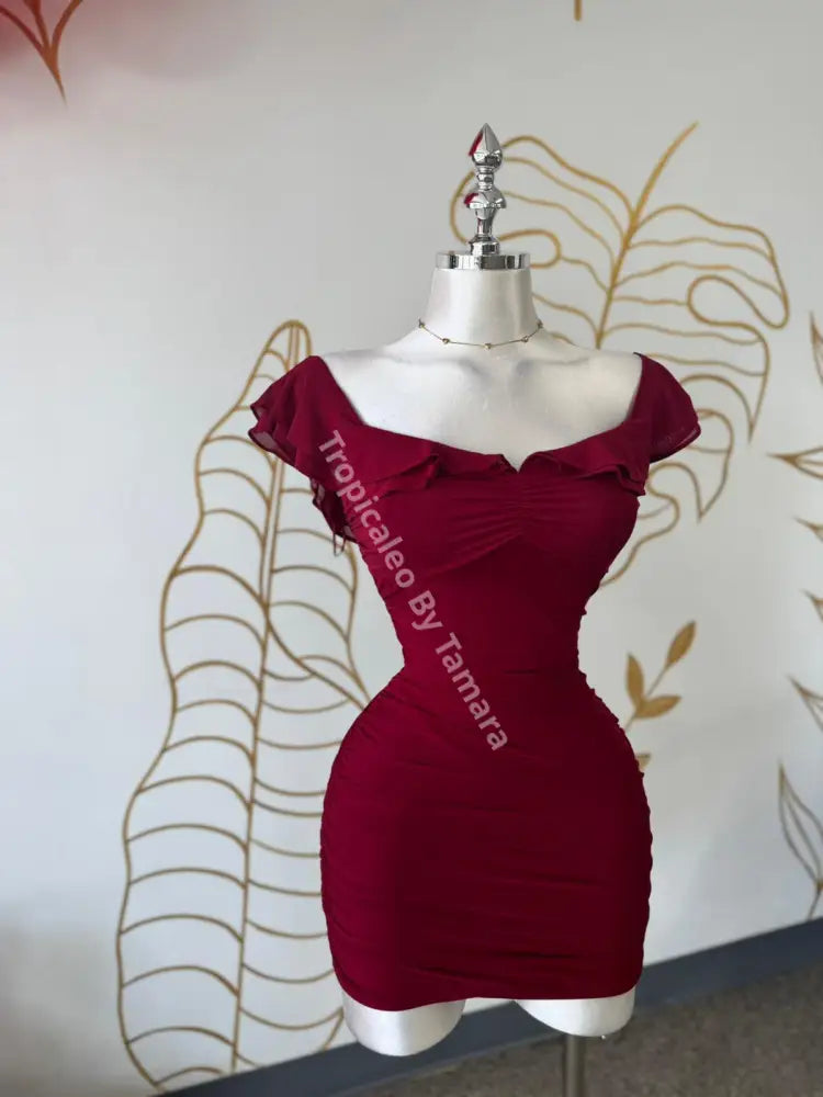 Glam Wine Solid Dress