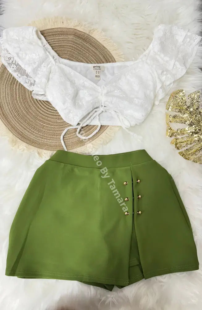 Golden Button Overlap Skort (3 Colores Disponibles)