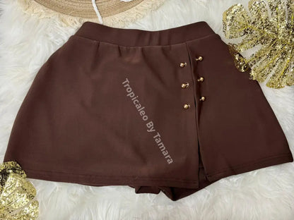 Golden Button Overlap Skort (3 Colores Disponibles)