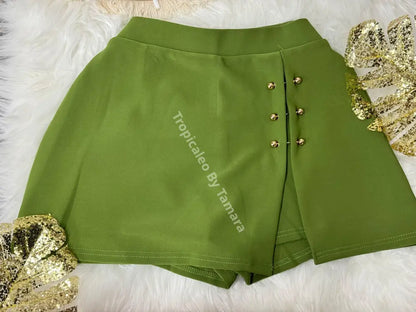 Golden Button Overlap Skort (3 Colores Disponibles)