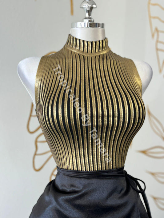 Golden Pleated Blouse