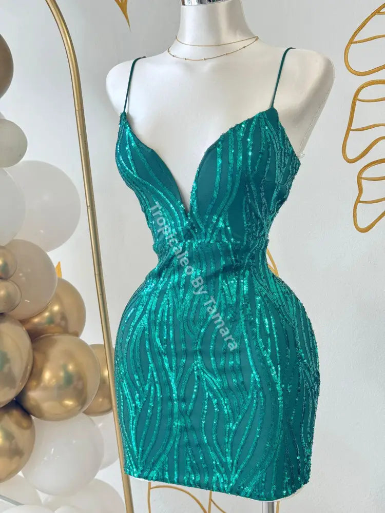 Green Siren Sequin Mini Dress