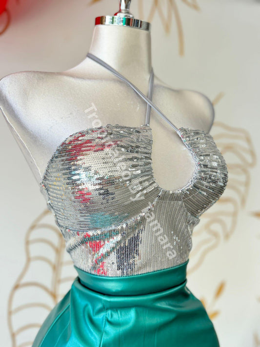 Halter Sequins Top