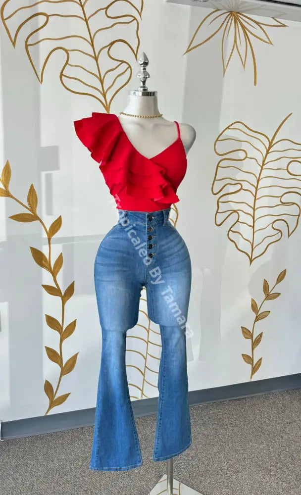 High-Waisted Denim Jeans