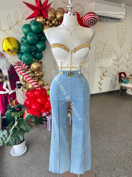 High-Waisted Gg Denim Jeans