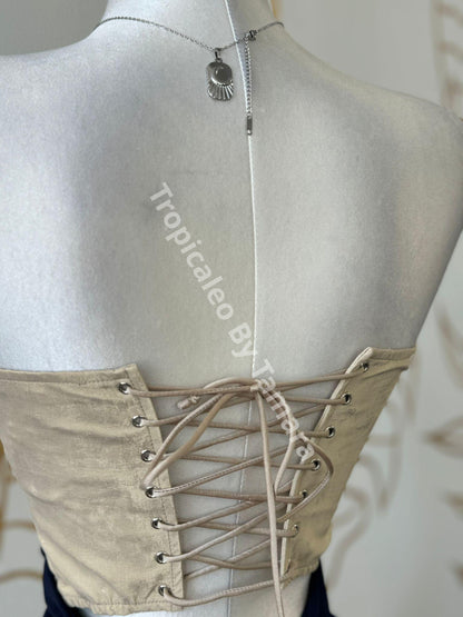 Lace-Up Sleeveless Crop Top