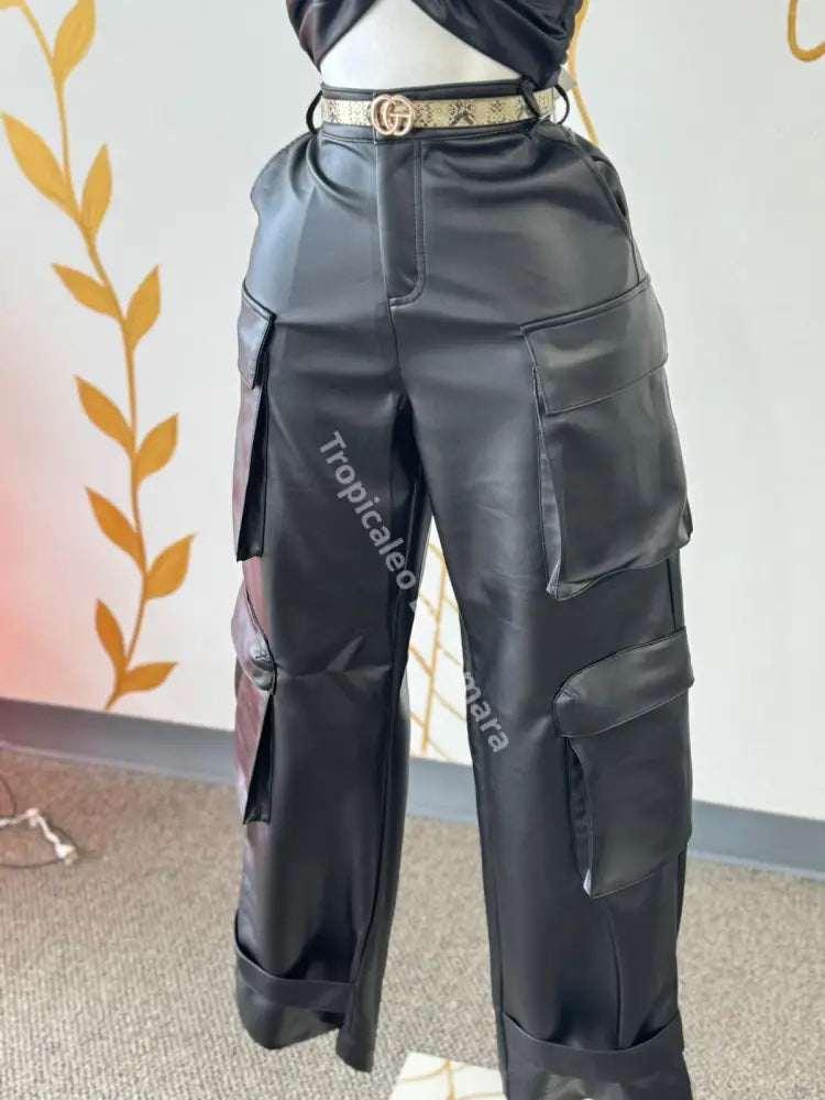 Leather Cargo Combat Pants