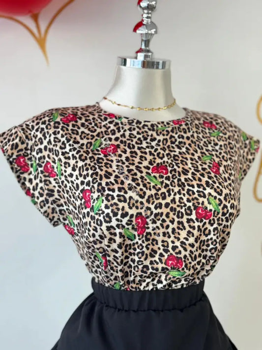 Leopard Cherry Tee