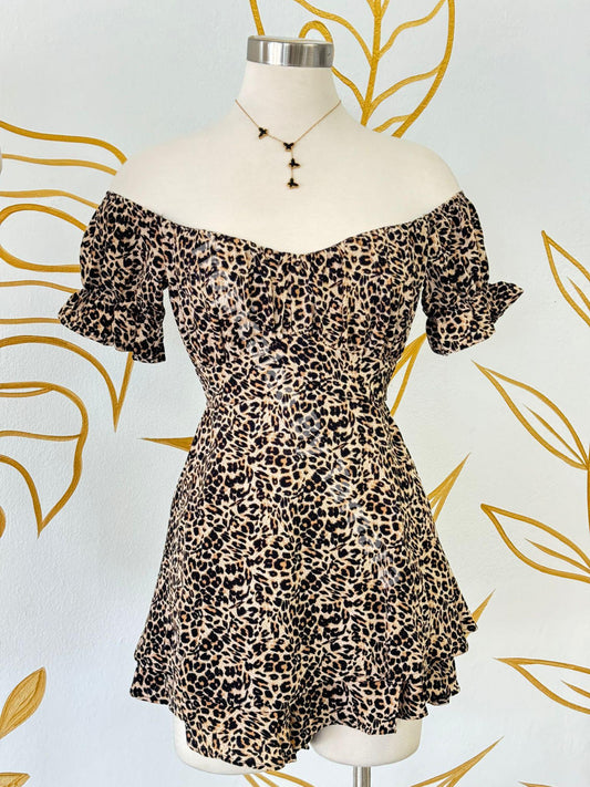 Leopard Chic Ruffle Romper