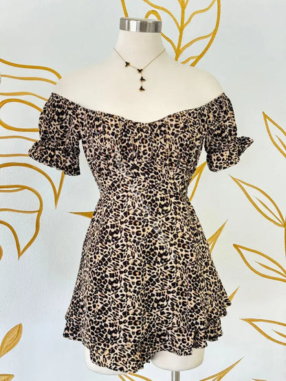 Leopard Chic Ruffle Romper