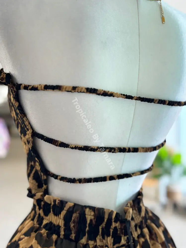 Leopard Print Strapless Jumpsuit