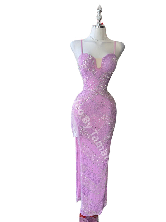 Lilac Sparkle Rhinestones Dress