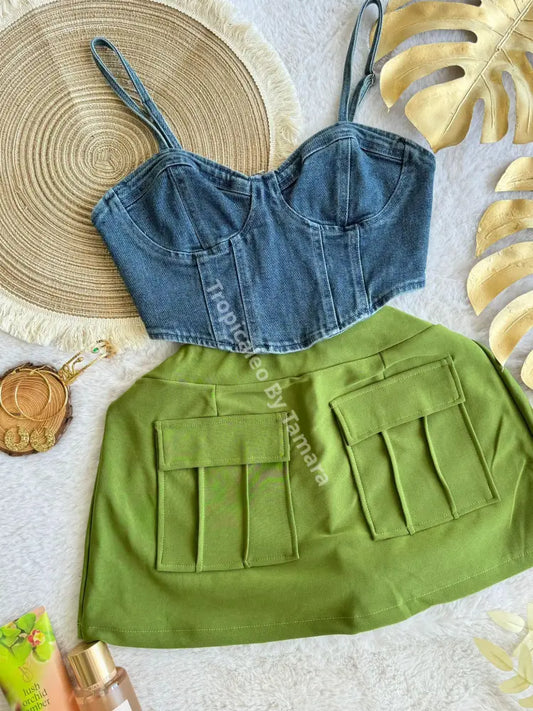 Lime Utility Skort