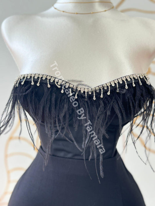 Midnight Glamour Feather Top