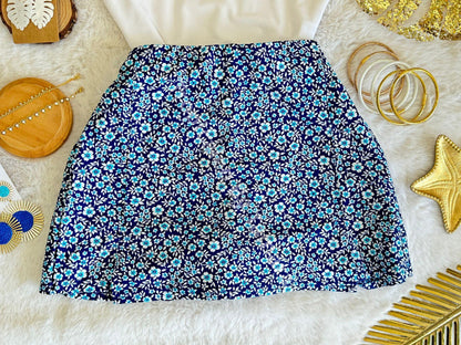 Navy Floral Mini Skort